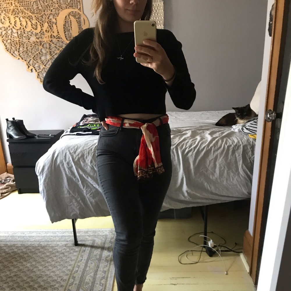 Black sweater crop top